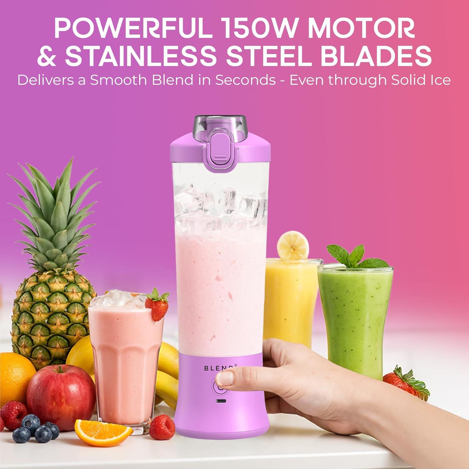BLENDI X Portable Blender Purple: 24oz Personal Blender, 150W, 2 Speeds, Stainless Steel & Plastic, Hand Wash