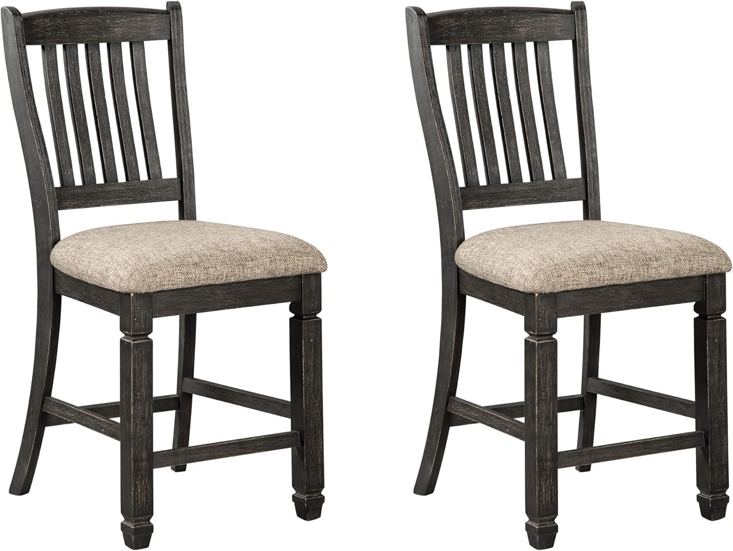 Signature Design by Ashley Tyler Creek Counter Height Upholstered Barstool, Set of 2, Black/Grayish Brown