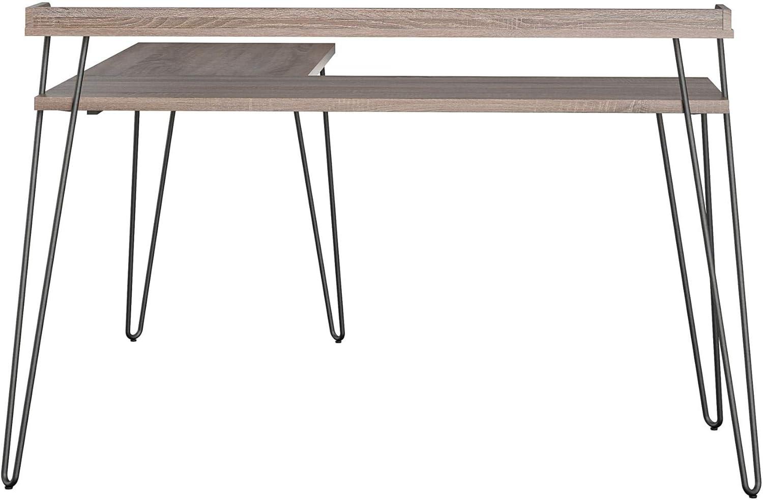 Shanewood 55.1 in. L-Shape Black Oak Computer Desk with Riser
