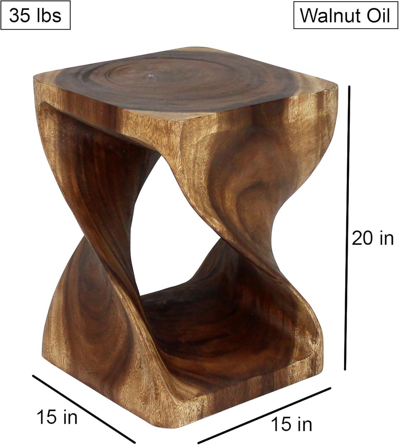 Haussmann® Wood Twist End Table 15 x 15 x 20 inch High Walnut Oil