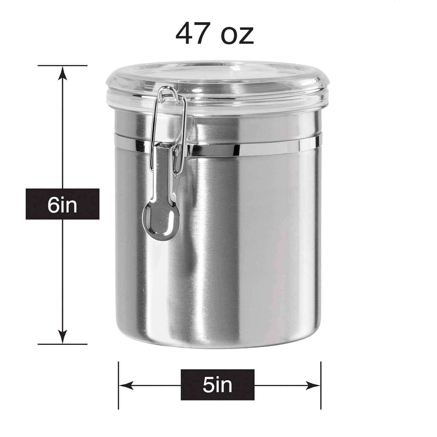 Stainless Steel 47 oz Canister with Clear Lid
