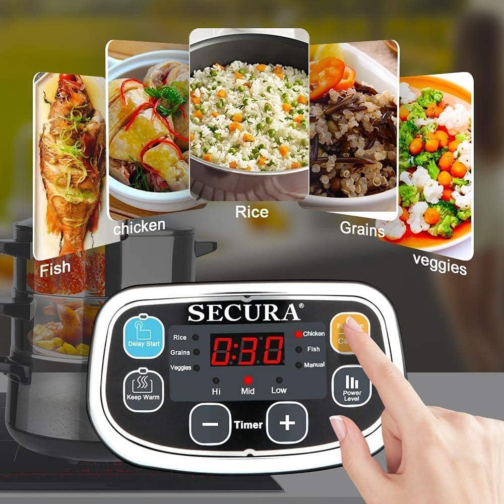 Secura 8.5 Quart Stainless Steel Digital Food Steamer with Timer