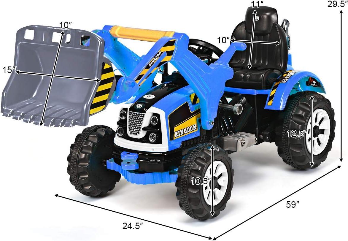 Blue 12V Kids Ride-On Tractor with Front Loader