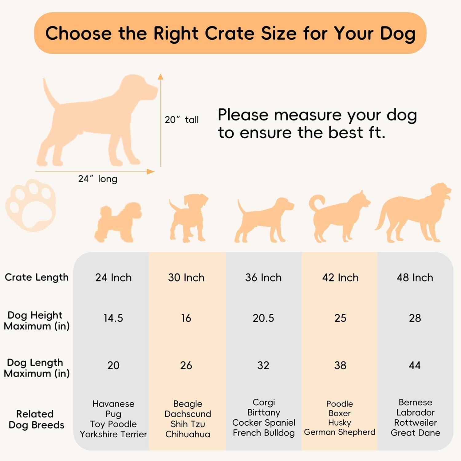 24-Inch Foldable Metal Wire Dog Crate, Collapsible Double Door Dog Crate with Removable Leak-Proof Pan, Divider Dogs Crate with Handle, Black