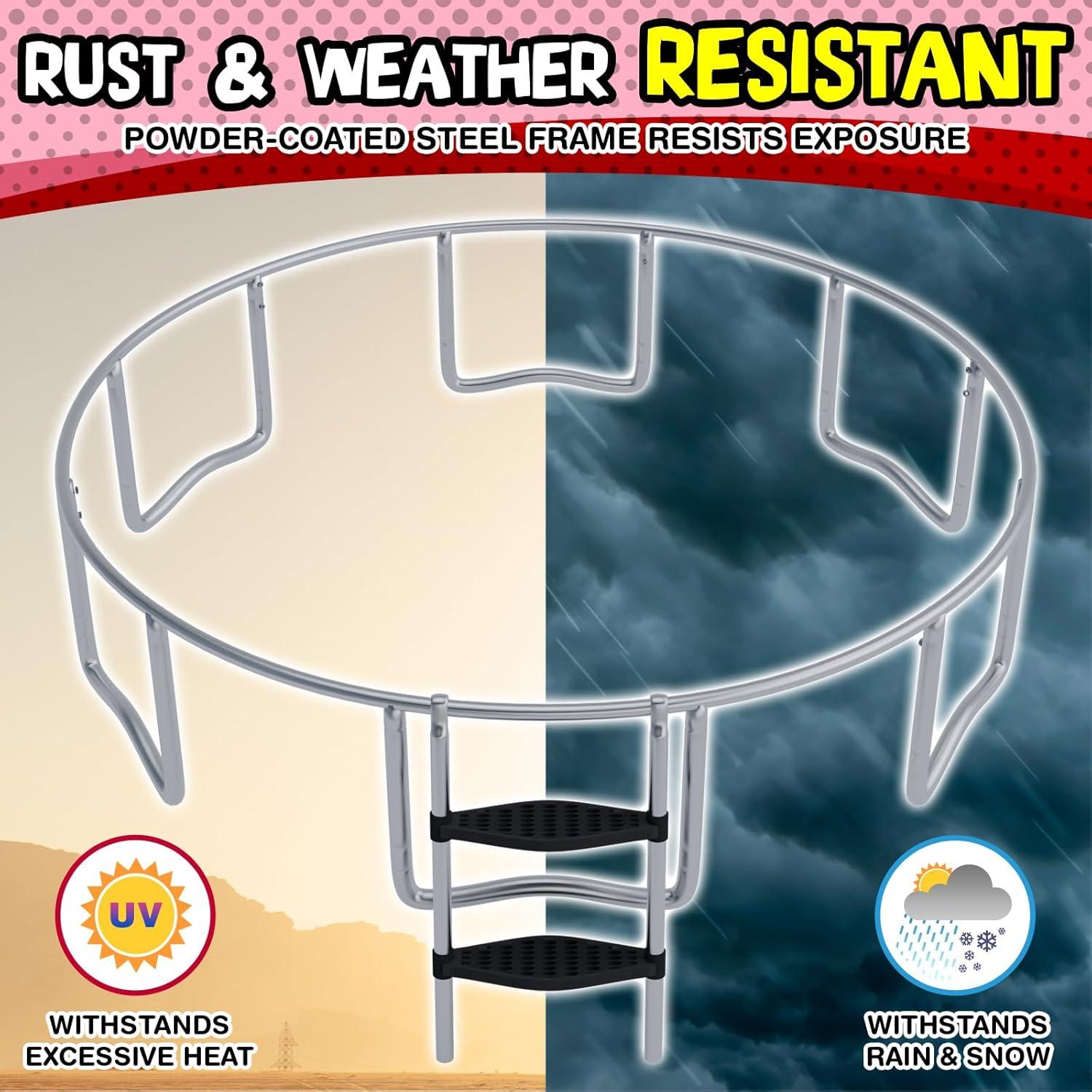 TruJump Sportspower TruJump 14' Round Trampoline with Safety Enclosure & with Lifetime Warranty on Jump Mat