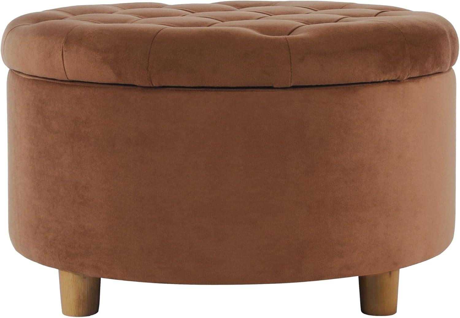 Tufted Round Storage Ottoman Spice Velvet - HomePop