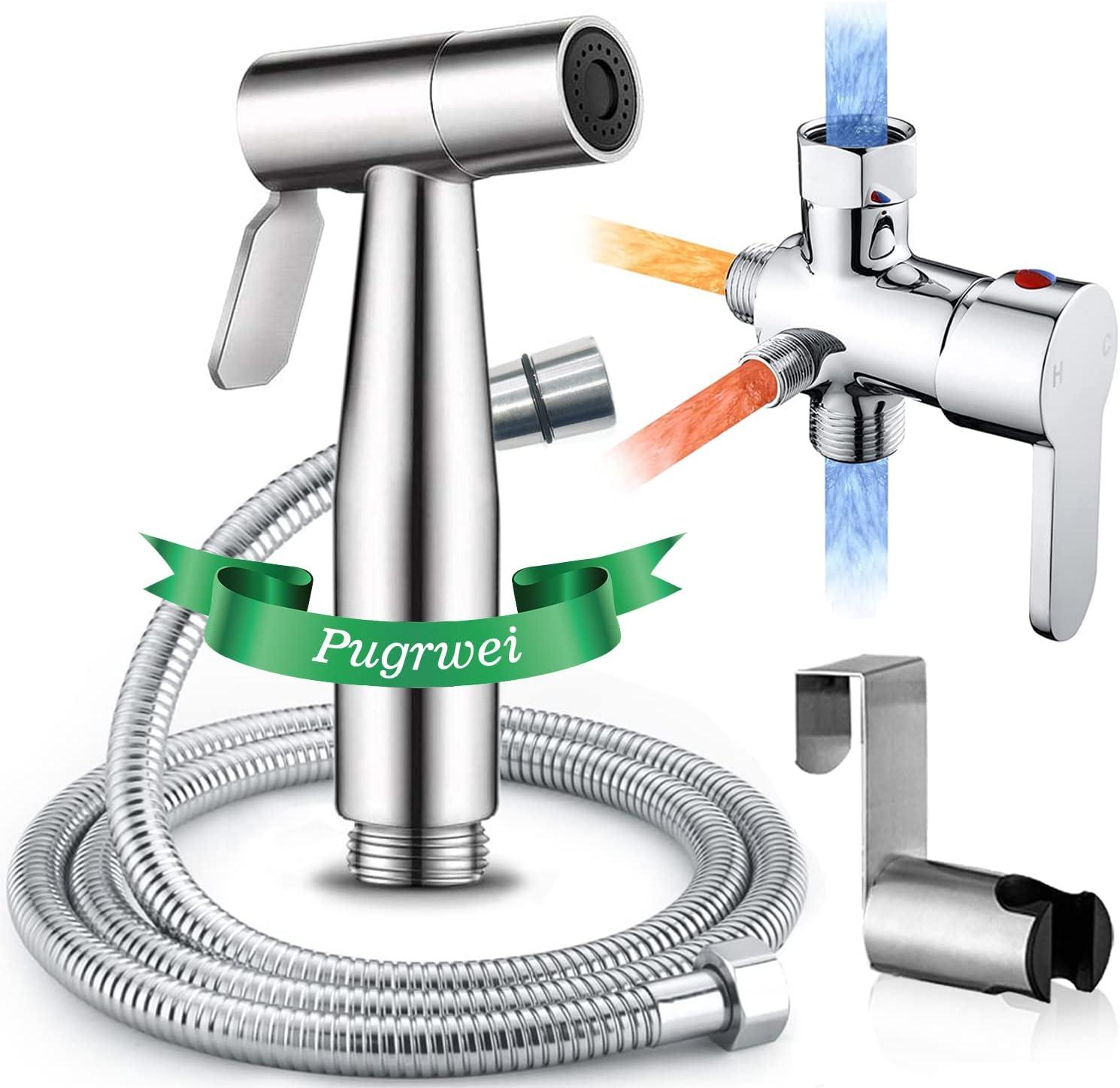 Handheld Bidet Sprayer for Toilet,Premium SUS304 Stainless Steel Bathroom Bidet Sprayer Attachment Set with Anti-Leak Hose&High Pressure, Ideal for Feminine Wash, Cloth Diaper Cleaning&Muslim Shower