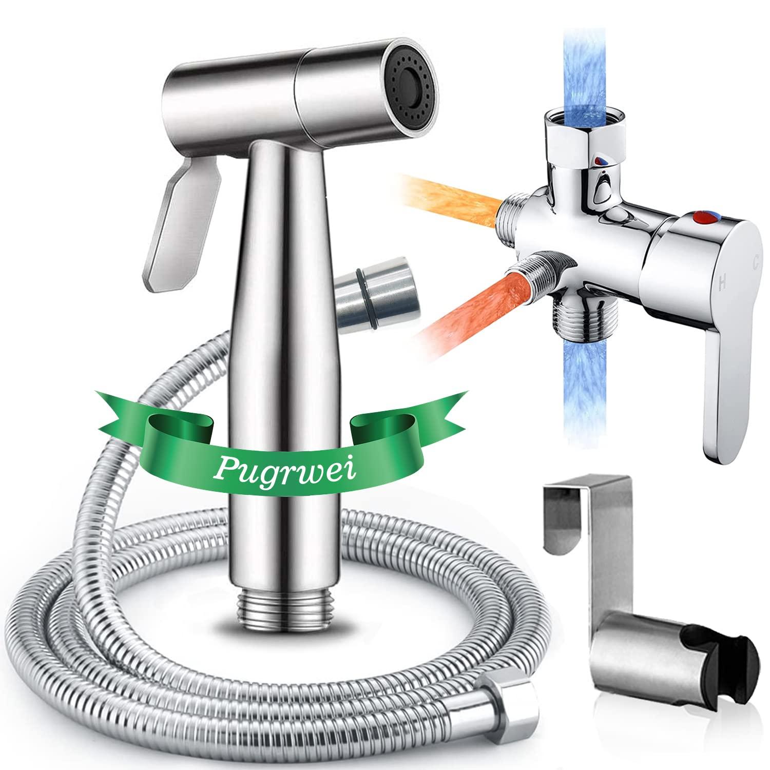 Handheld Bidet Sprayer for Toilet,Premium SUS304 Stainless Steel Bathroom Bidet Sprayer Attachment Set with Anti-Leak Hose&High Pressure, Ideal for Feminine Wash, Cloth Diaper Cleaning&Muslim Shower