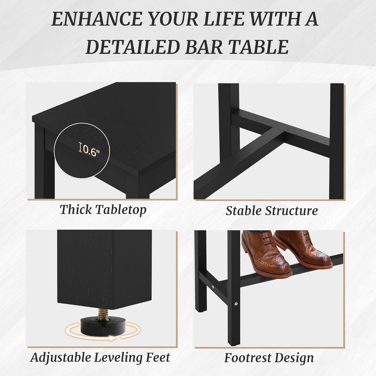 38" Teak Brown Acacia Wood Counter Height Bar Table