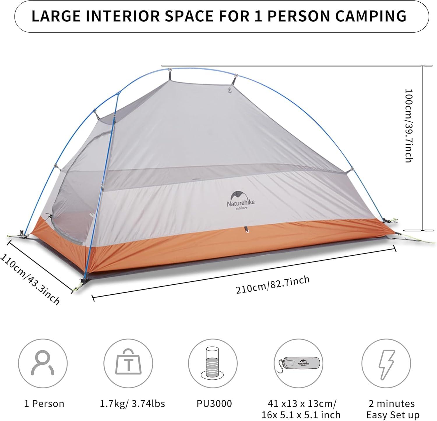 Naturehike Cloud-Up 1/2/3 Person Backpacking Tent Lightweight Waterproof