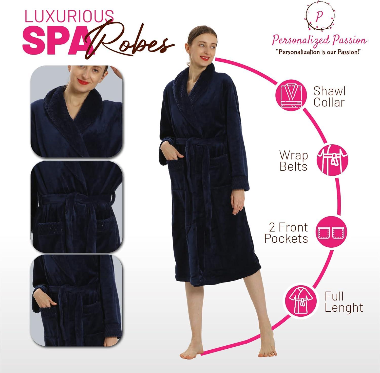 Plush Robe for Women and Men - His and Her Robes with Personalization Options - Super Soft Luxurious Spa Bathrobes