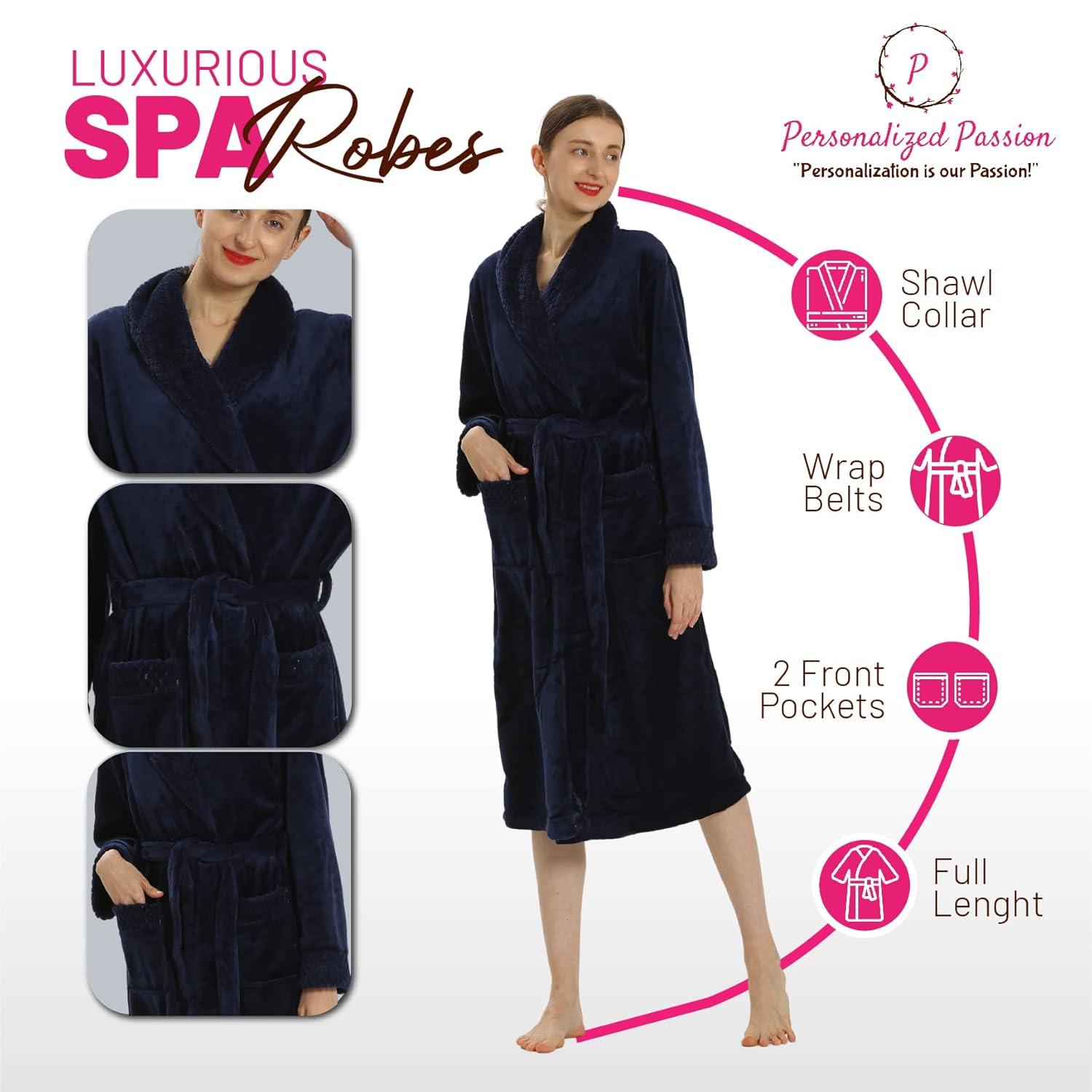 Plush Robe for Women and Men - His and Her Robes with Personalization Options - Super Soft Luxurious Spa Bathrobes