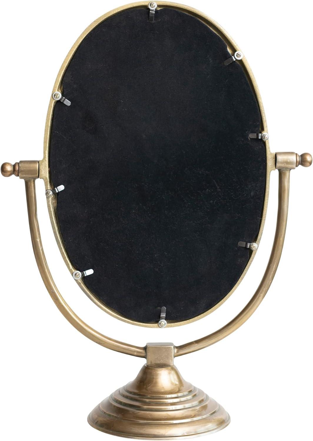 Creative Co-Op Antique Aluminum Swivel Vanity Mirror, Brass