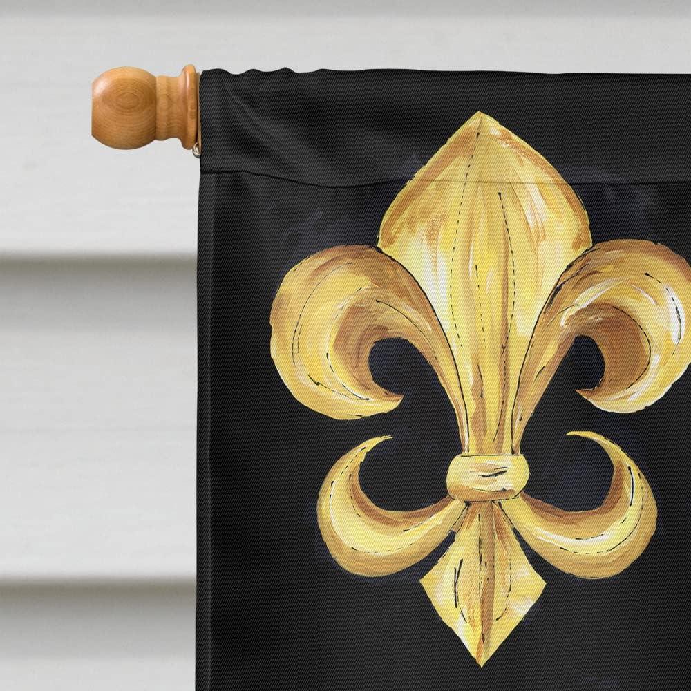 Carolines Treasures 8198-FLAG-PARENT Black and Gold Fleur de lis Nation Flag  multicolor