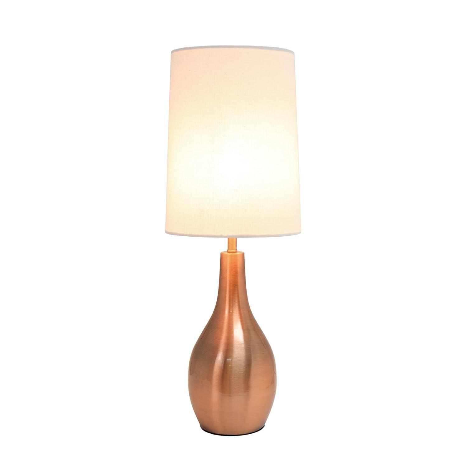Simple Designs 1-Light Tear Drop Table Lamp Rose Gold: Bedroom, Accent Table, No Assembly Required