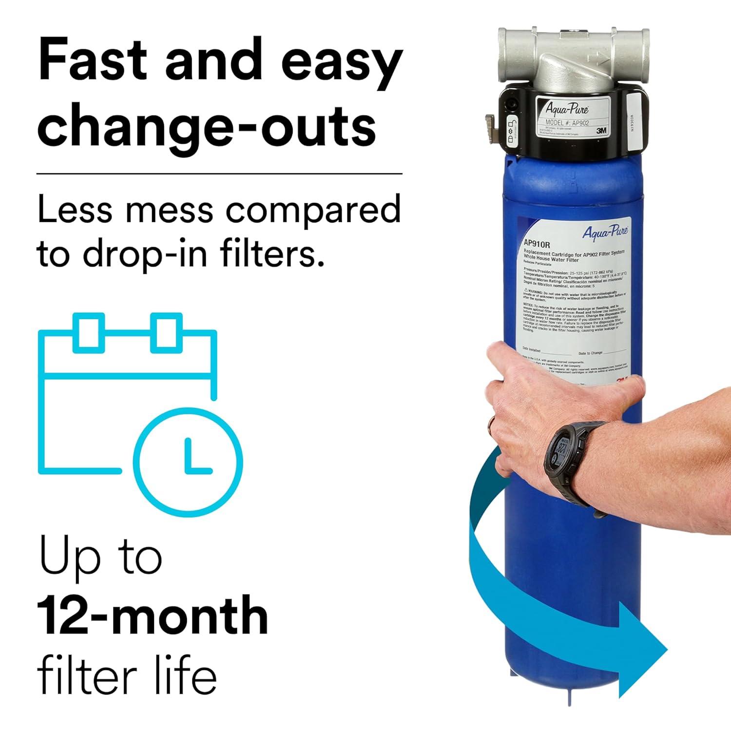3M™ Aqua-Pure™ AP900 Series Whole House Water Filtration System AP904, Sanitary Quick-Change