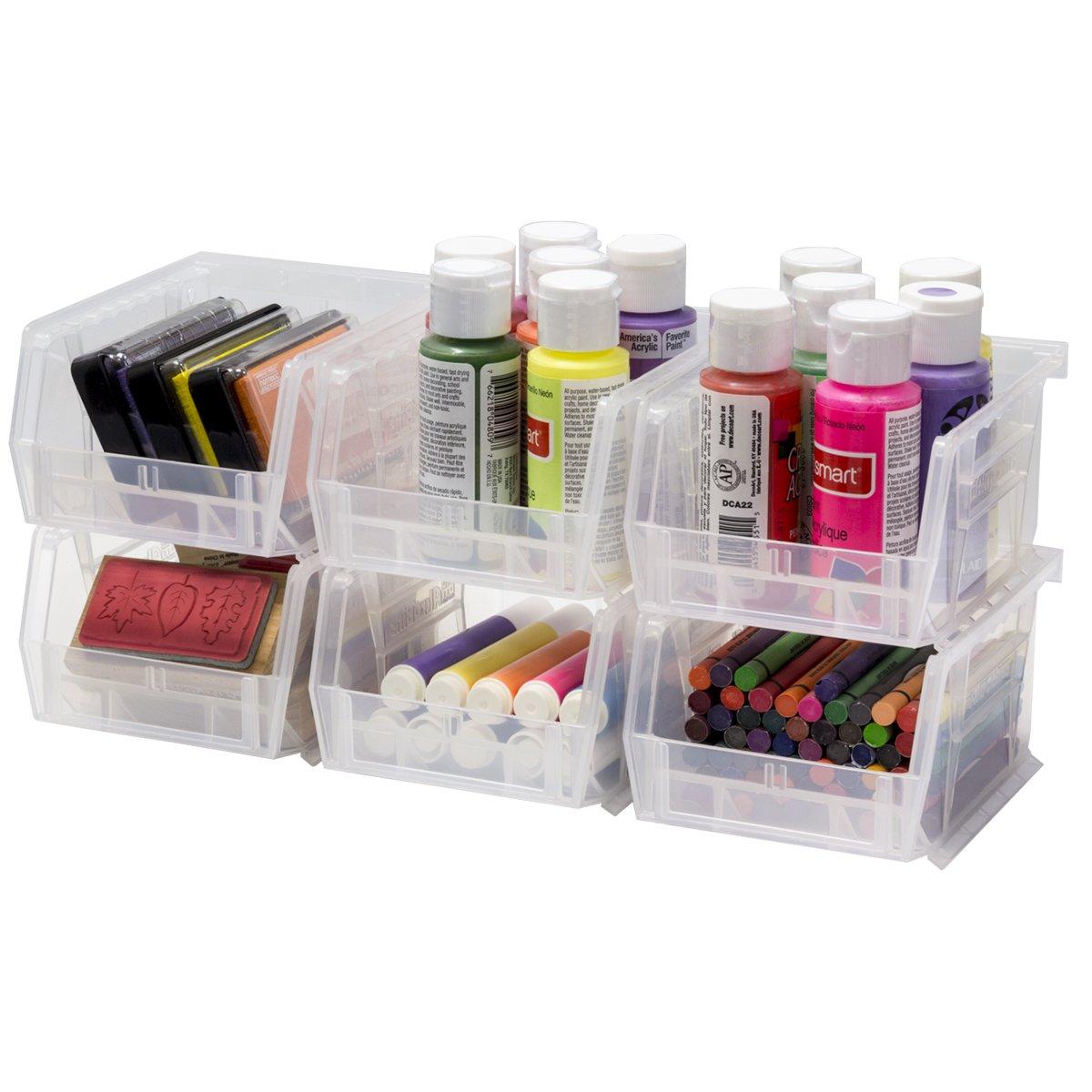 Akro-Mils Stackable Storage Bins, AkroBins 30210 Stacking Organizer, 5"x4"x3", Red, 6-Pack