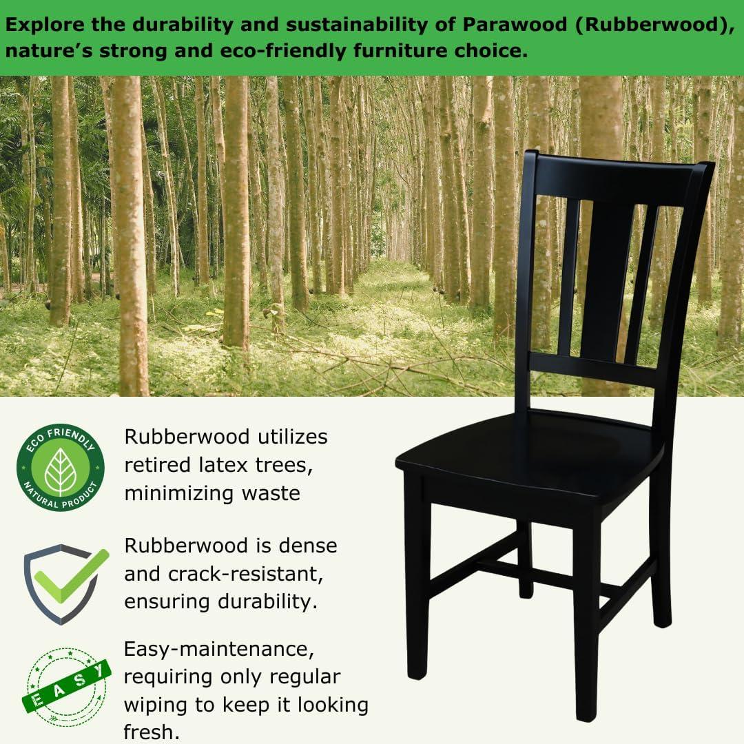 International Concepts Set of 2 San Remo Splatback Chairs Jet Black: Rubberwood Frame, Armless Design