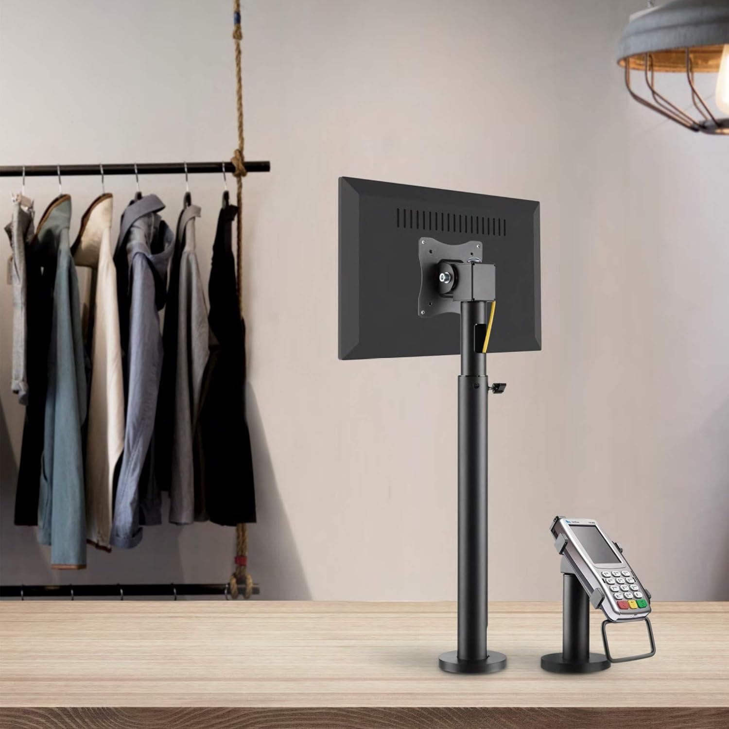 Mount-It! Point-of-Sale Register Stand for Checkout Stations and Screens with VESA Patterns | Height Adjustable Pole with Bolt-Down Base