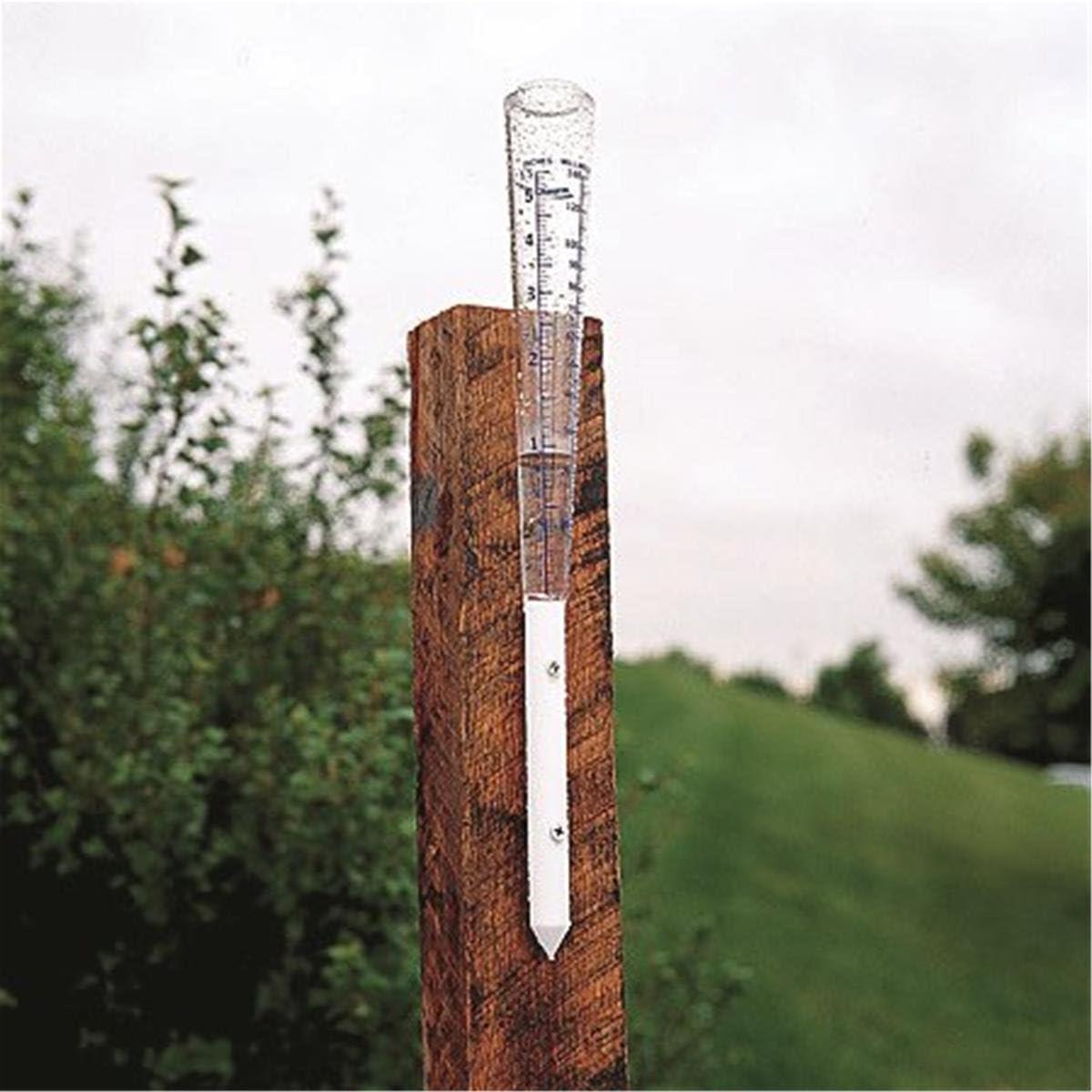 Clear Acrylic Tapered Rain Gauge with White Plastic Stake