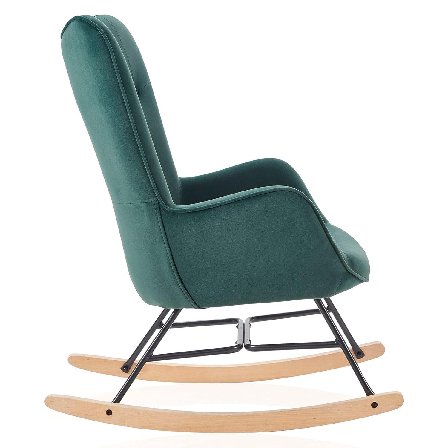 Channel Velvet High Back Arms Rocking Accent Chair