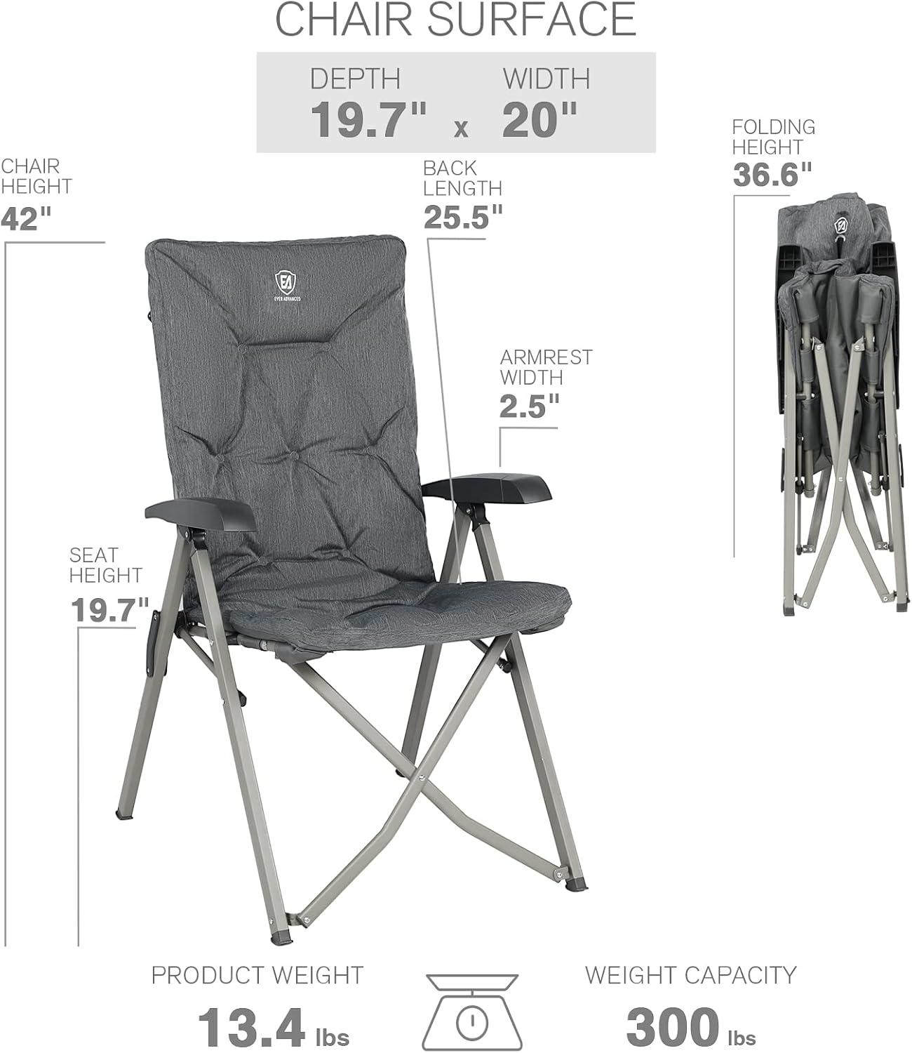 Gray Padded Folding Recliner Chair with Adjustable High Back