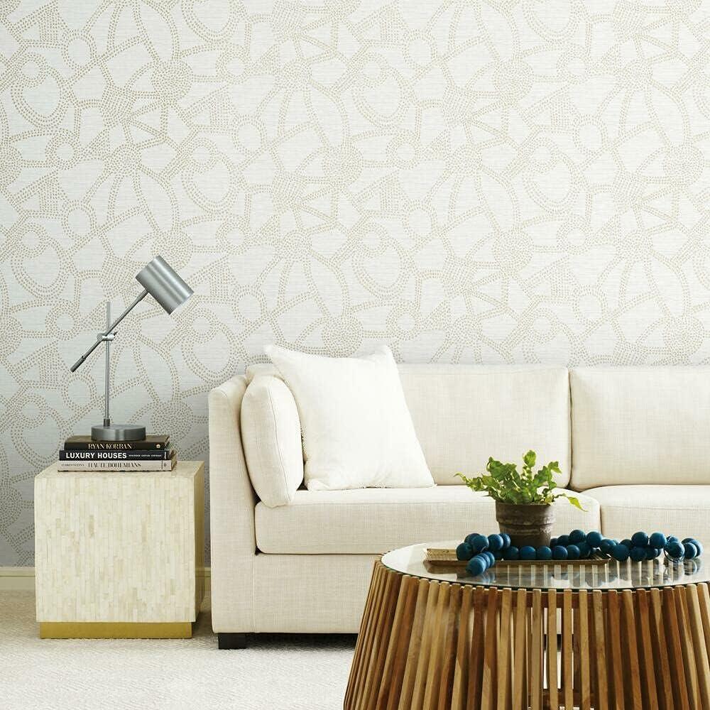 Taupe and White Abstract Peel & Stick Wallpaper Roll