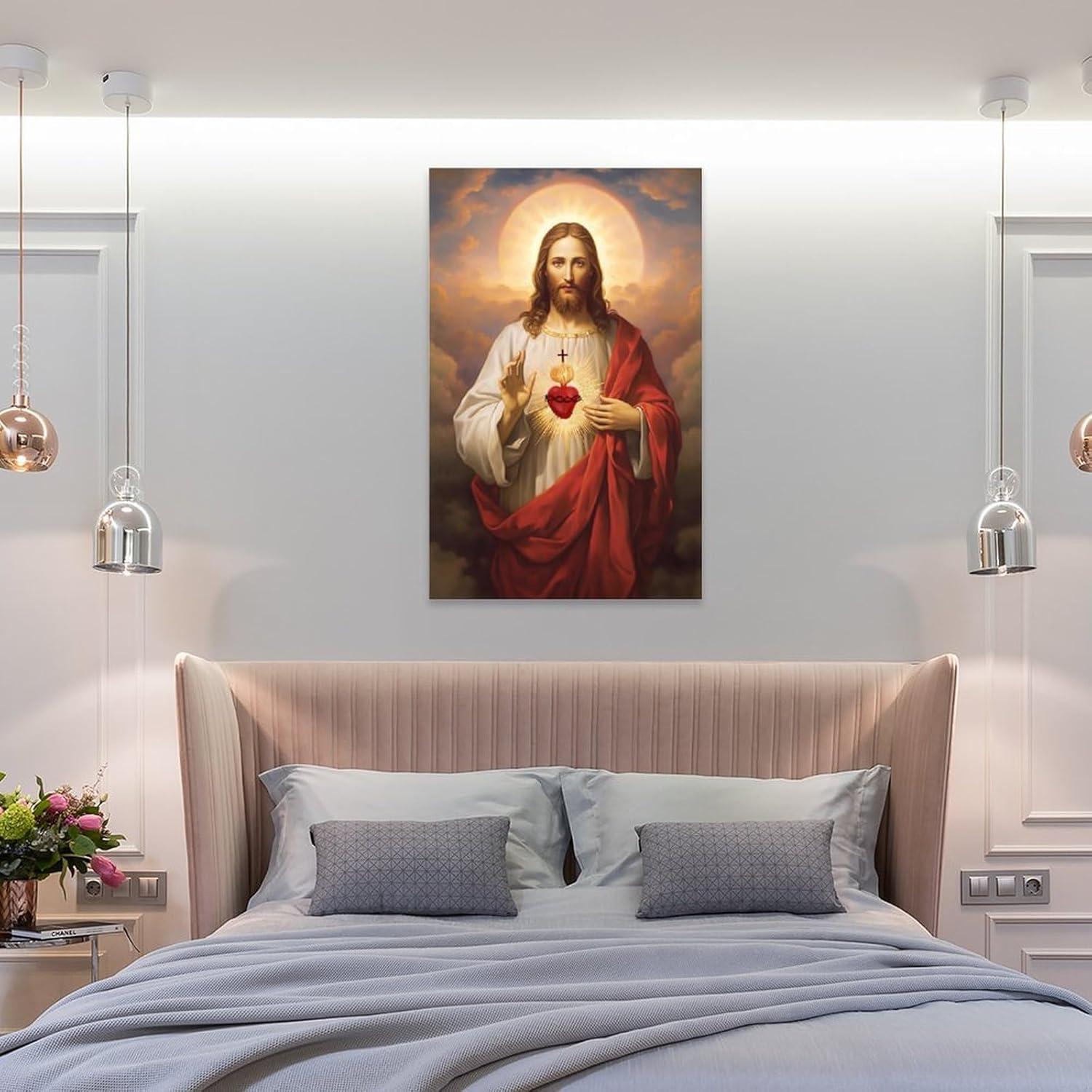 Sacred Heart of Jesus Religious Canvas Wall Art