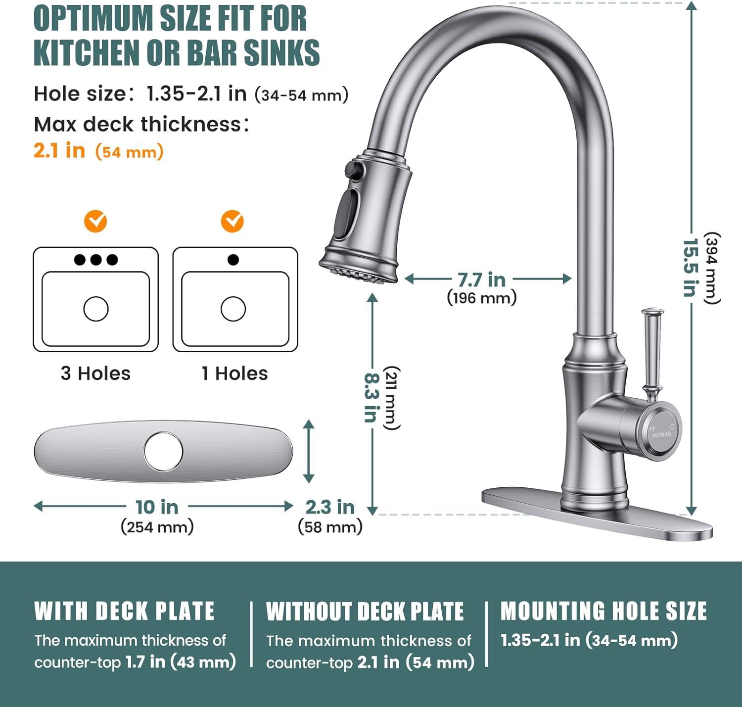 High Arc Stainless Steel Kitchen Faucet with Pull-Out Spray