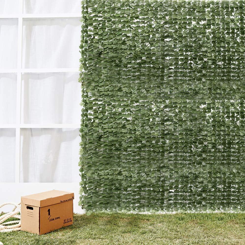 VINGLI 39" x 119" Green Faux Ivy Privacy Fence Screen