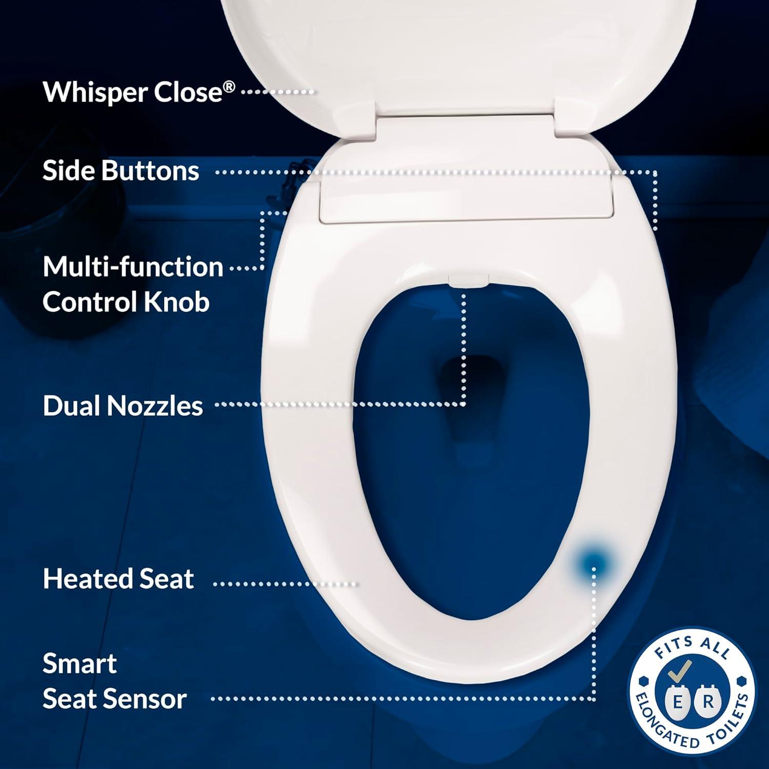 MyDepot Smart Bidet Toilet Seat with Heated Water,Adjustable Washing Settings,Warm Seat,Self-Cleaning