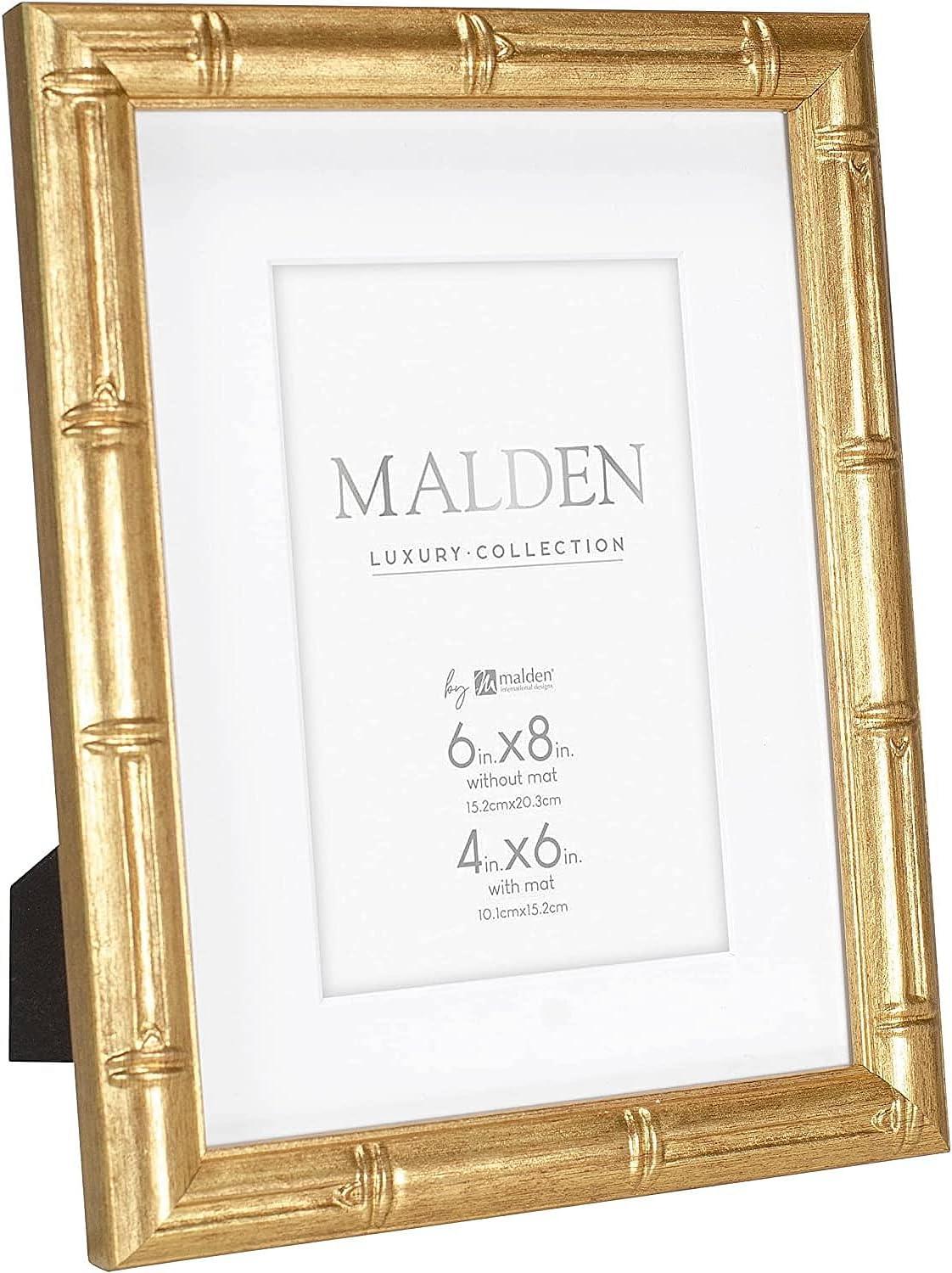 Gold Bamboo 4x6 Matted Picture Frame with Glass Cover