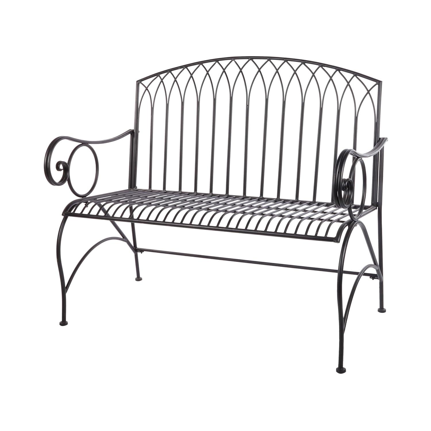 Alpine Corporation 44" x 26" x 38" Decorative Metal Wire Garden Bench, Black