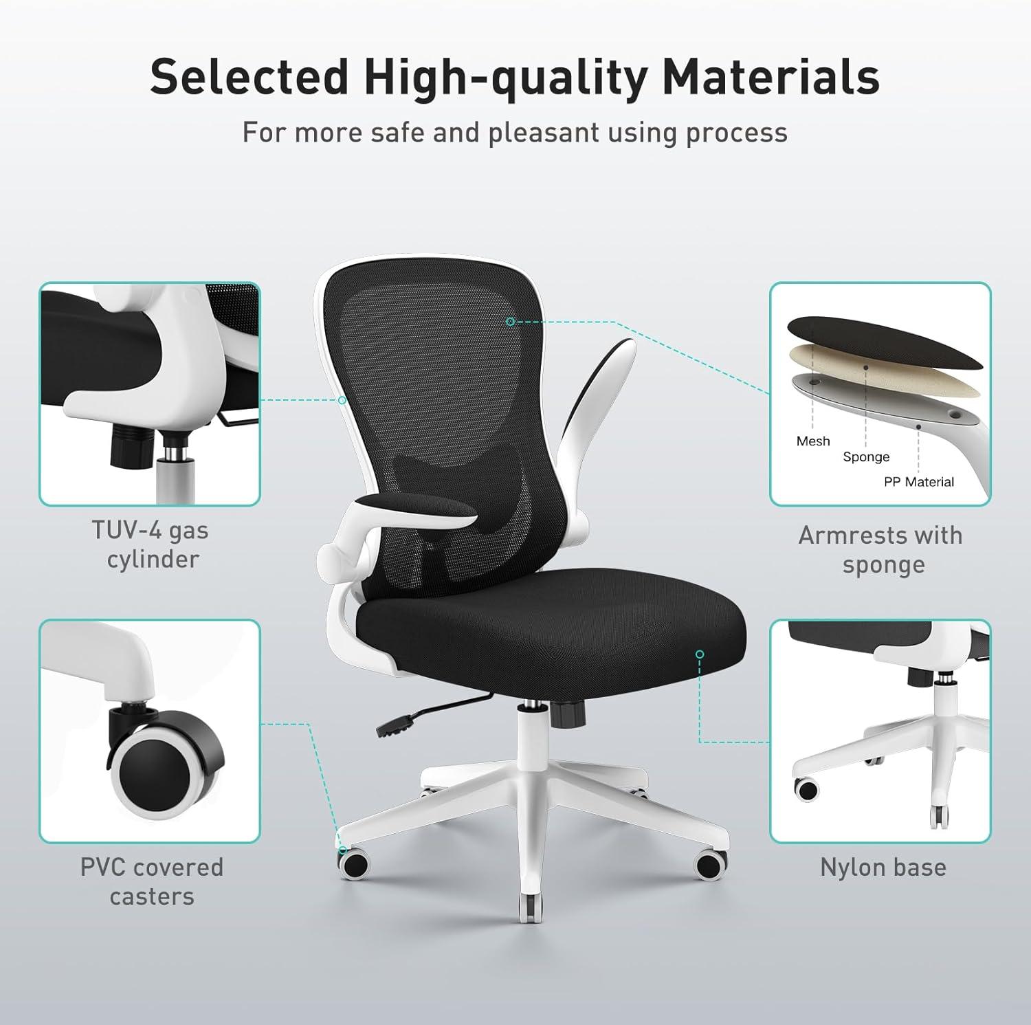 White Ergonomic Mesh Office Chair with Adjustable Arms