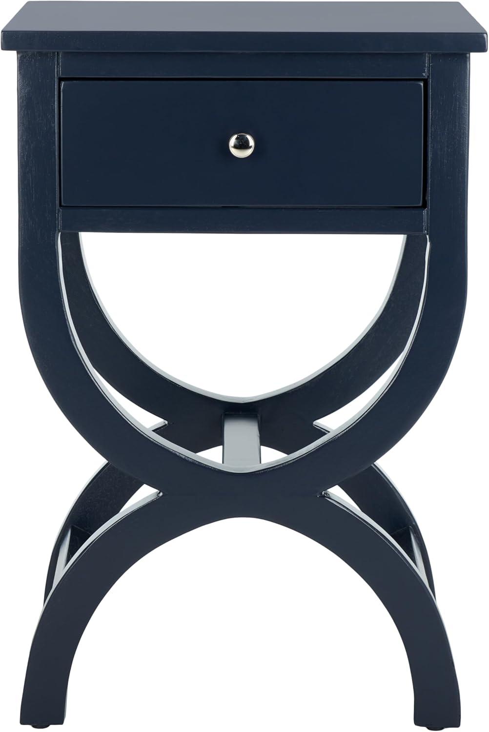 Maxine Accent Table With Storage Drawer - AMH6608G - Navy - Safavieh Couture