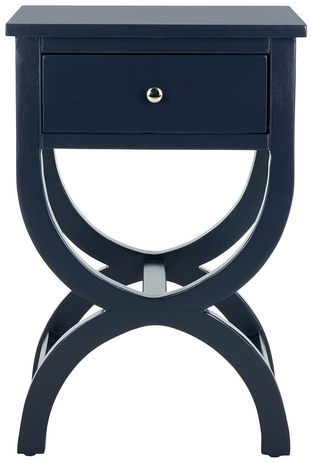 Maxine Accent Table With Storage Drawer - AMH6608G - Navy - Safavieh Couture