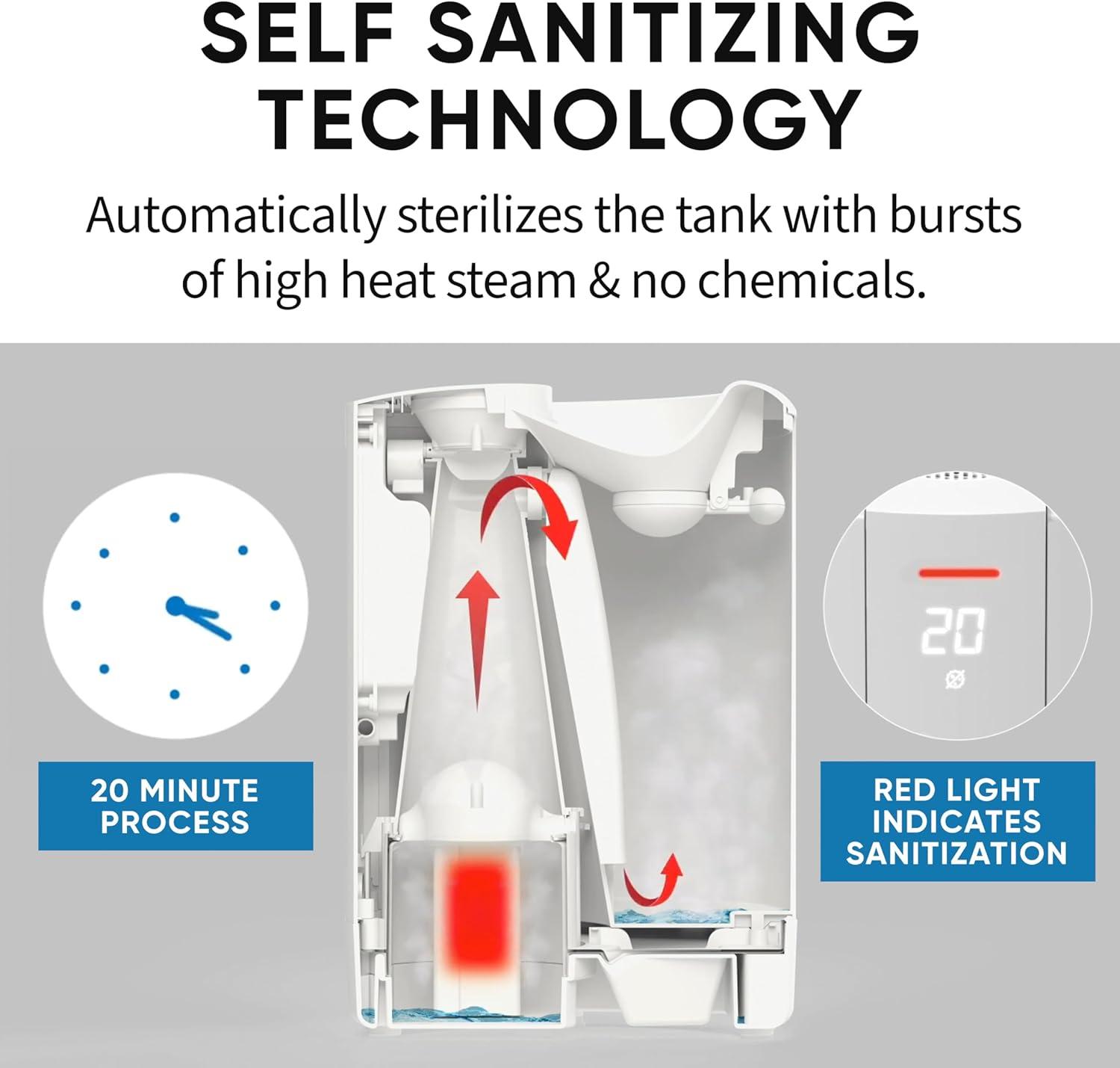 Evo Evo Warm Mist Evaporative Tabletop Humidifier with Adjustable Humidistat for 500 Cubic Feet