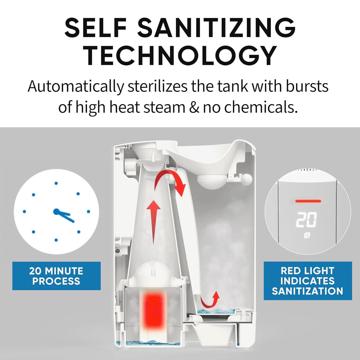 Evo Evo Warm Mist Evaporative Tabletop Humidifier with Adjustable Humidistat for 500 Cubic Feet