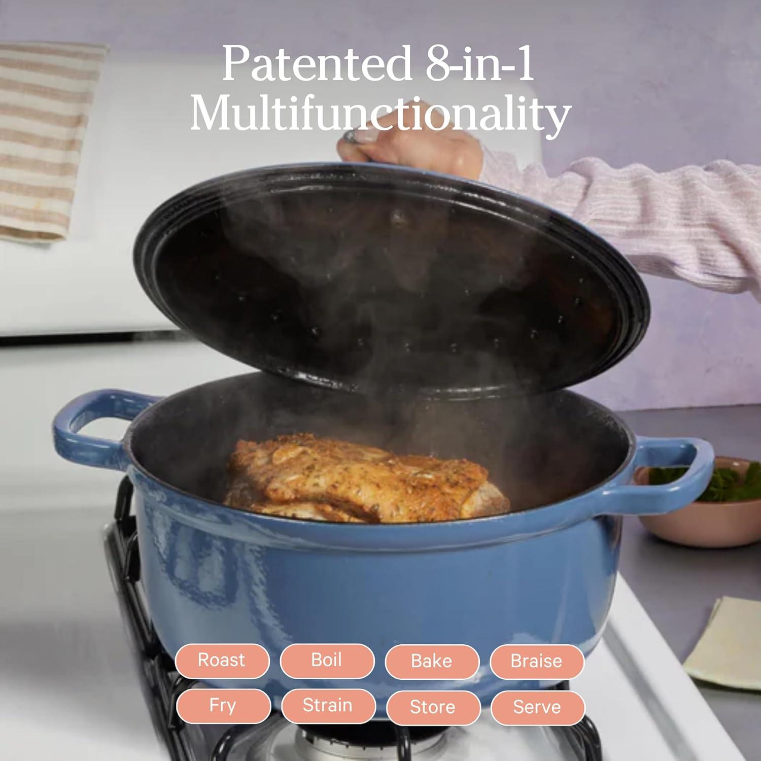 Our Place 5.5qt 10.5" Cast Iron Perfect Pot - Spice: Cookware, Enamel, Hand Wash, Non-Induction, Gas, Electric Compatible
