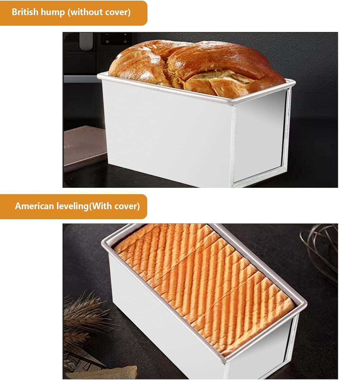 Rectangular Silver Aluminum Non-Stick Loaf Pan with Lid