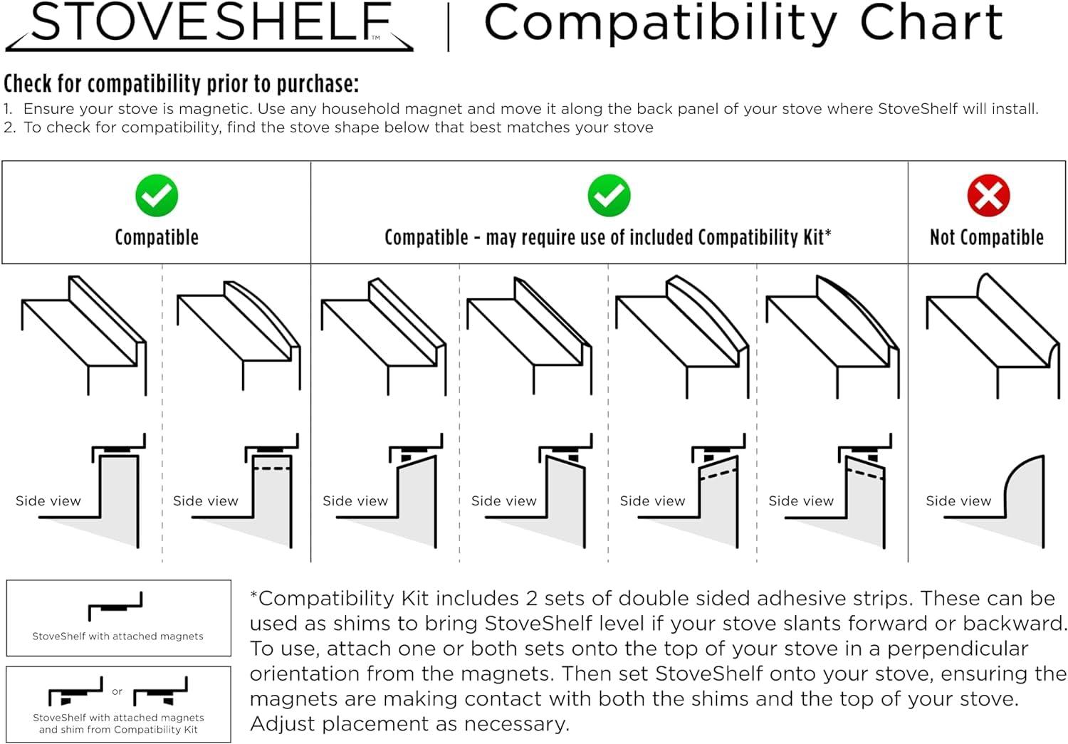 StoveShelf 30" Length White Magnetic Shelf for Kitchen Stove - Kitchen Storage Solution with Zero Installation - Over Stove Spice Rack Organizer