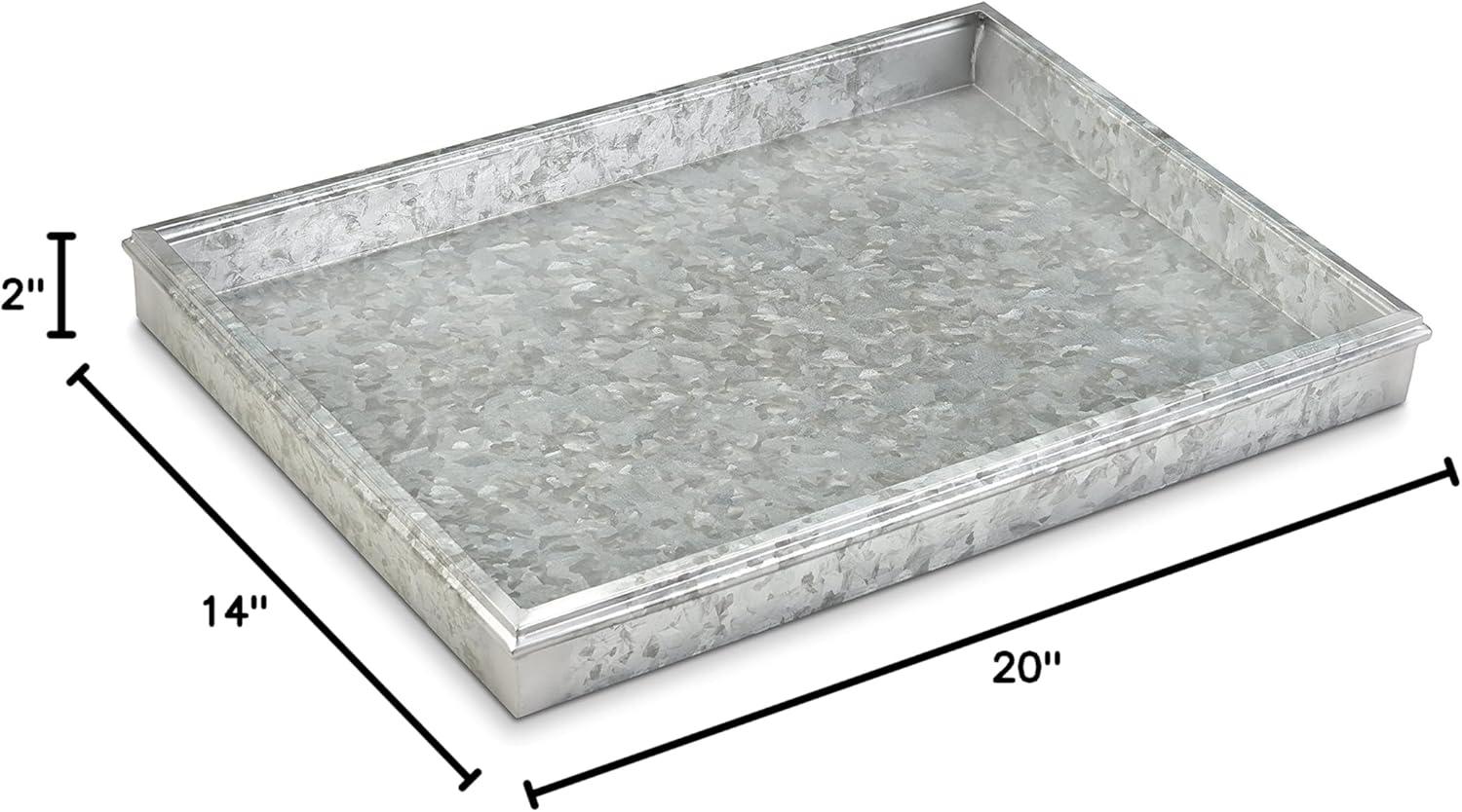 Galvanized Gray Rectangular Metal Multi-Purpose Boot Tray