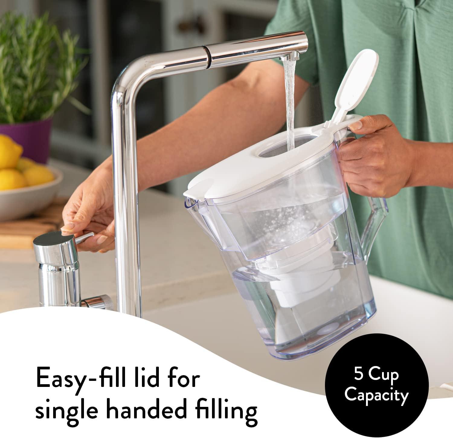 Aqua Optima Aqua Optima Water Filter Pitcher Value Pack For Tap And Drinking Water With 3 Evolve+ Filter, Bpa Free, Wqa Certified, Liscia Design (white)