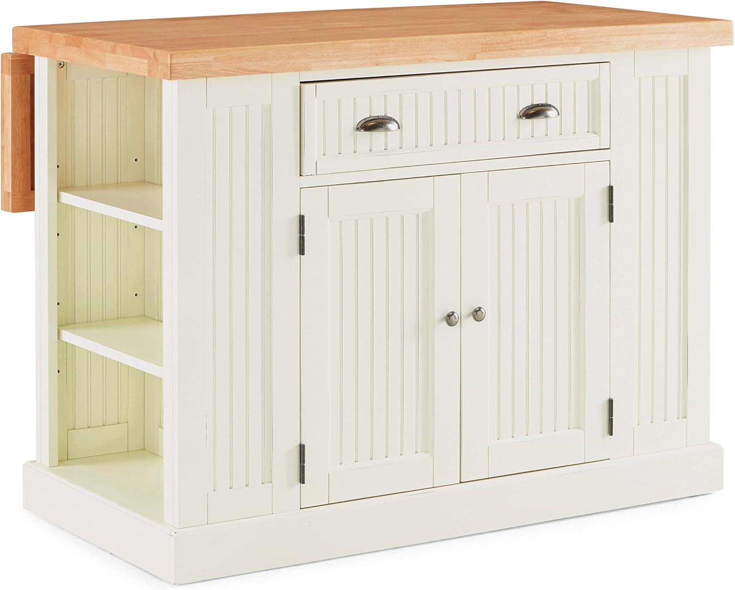 Homestyles Nantucket Wood Kitchen Island in Off White