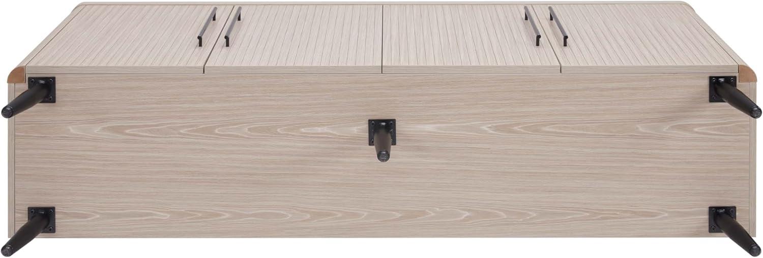 Manhattan Comfort Jodie 65" Mid-Century Modern Sideboard with 8 Adjustable Shelves in Whitewashed Oak