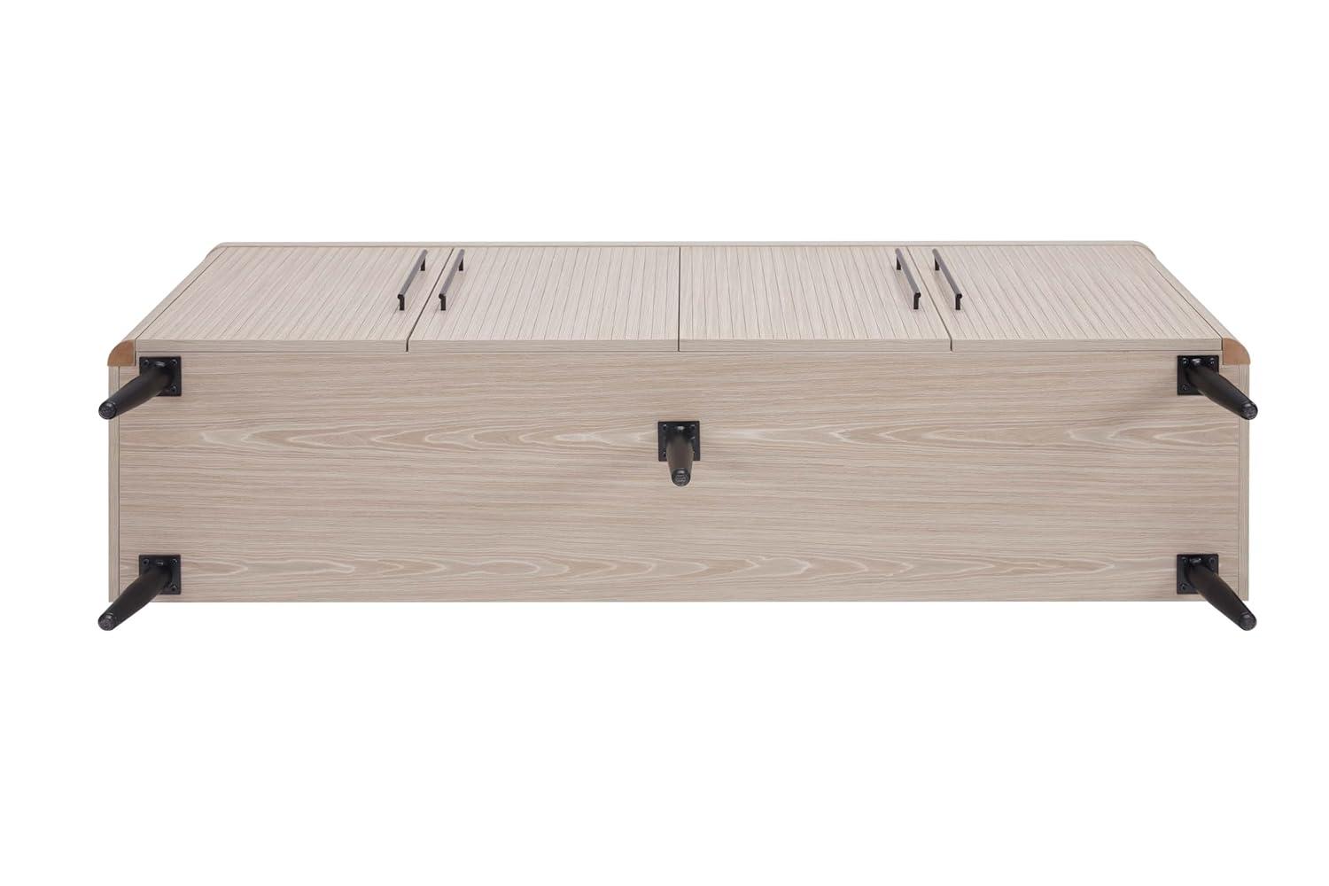 Manhattan Comfort Jodie 65" Mid-Century Modern Sideboard with 8 Adjustable Shelves in Whitewashed Oak