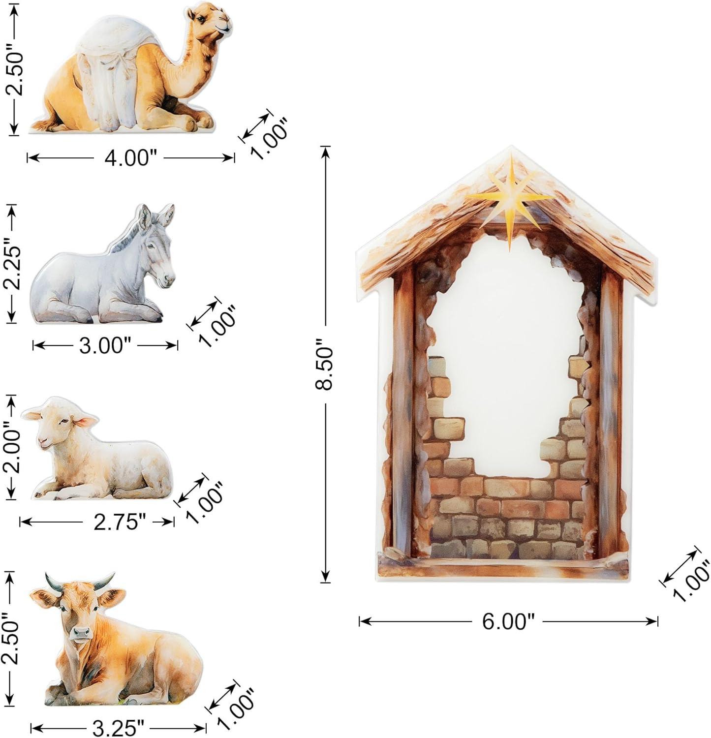 8.5" Wooden and Epoxy Resin Nativity Scene Set