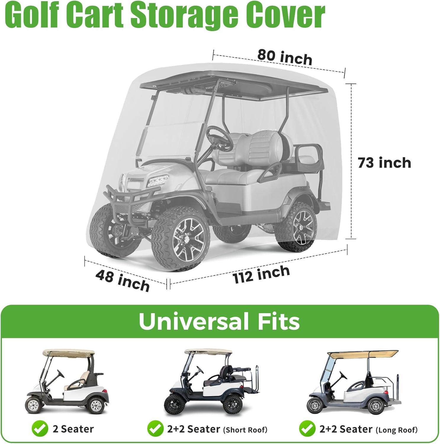 10L0L Golf Cart Cover 4 Passenger for Yamaha EZGO Club Car, 420D Waterproof Sunproof Dustproof Enclosure Cover, Black