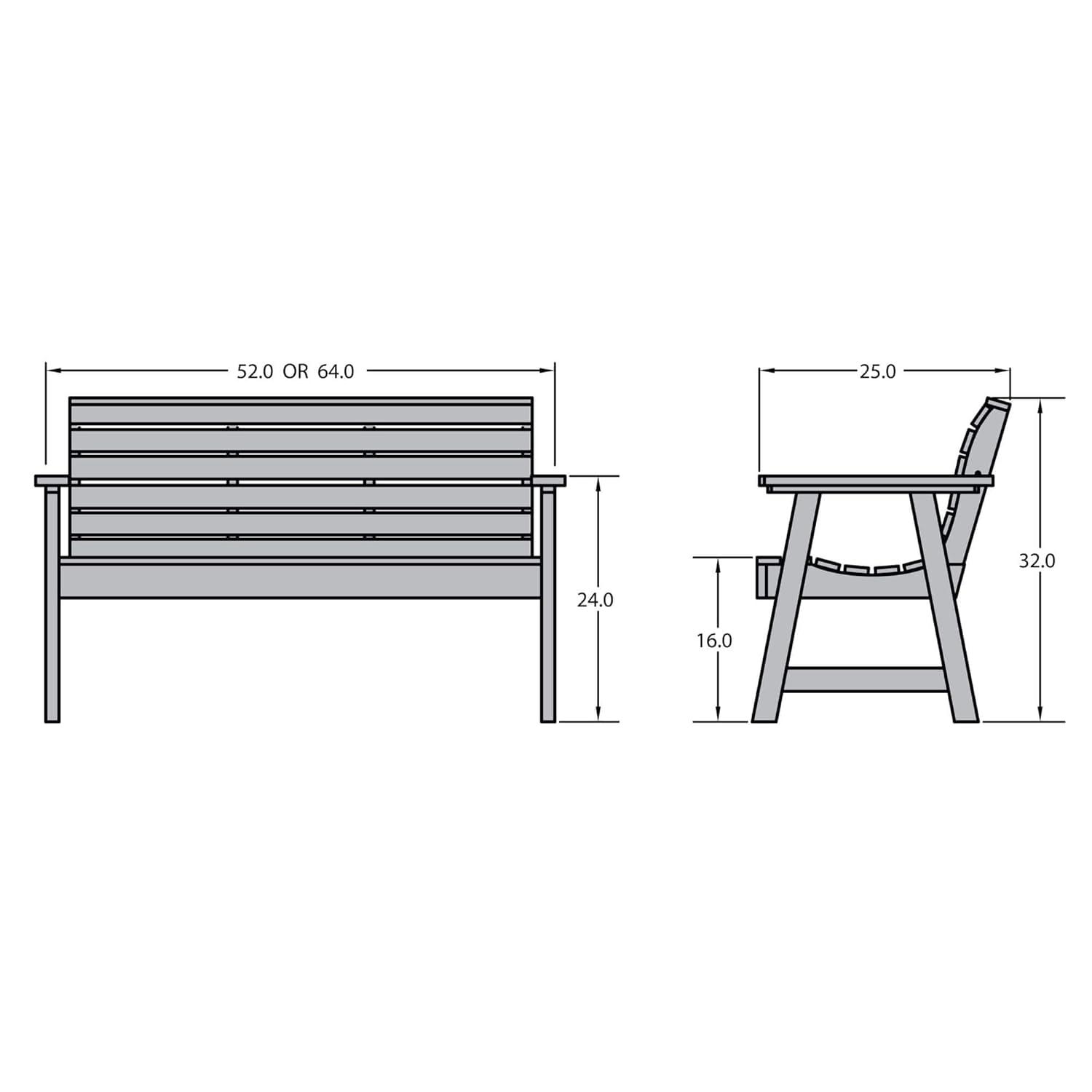 Highwood Weatherly 4ft Garden Bench - 2-Person, Eco-friendly, Synthetic Wood
