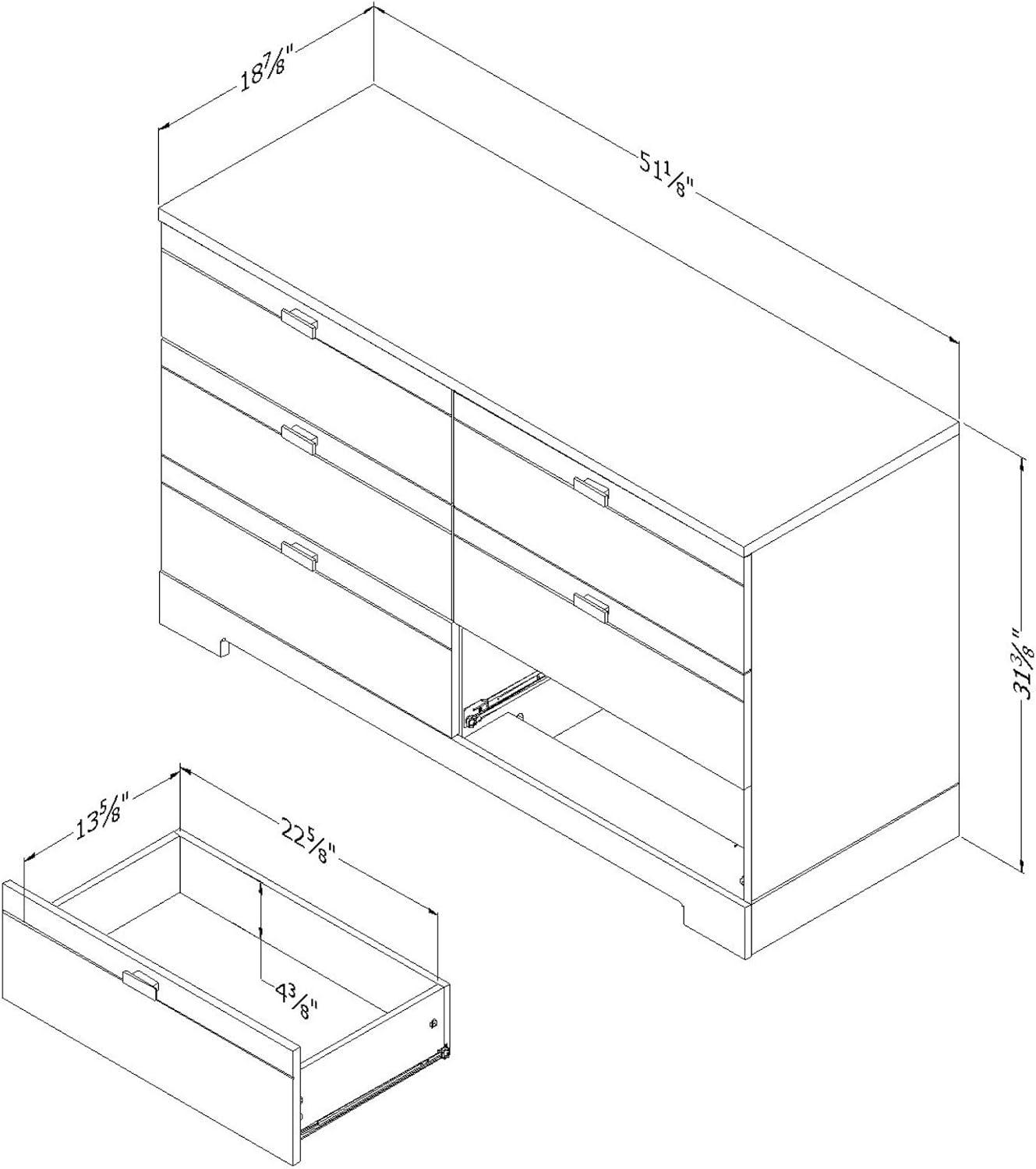 Soft Gray Nursery Double Dresser with Extra Deep Soft Close Drawers